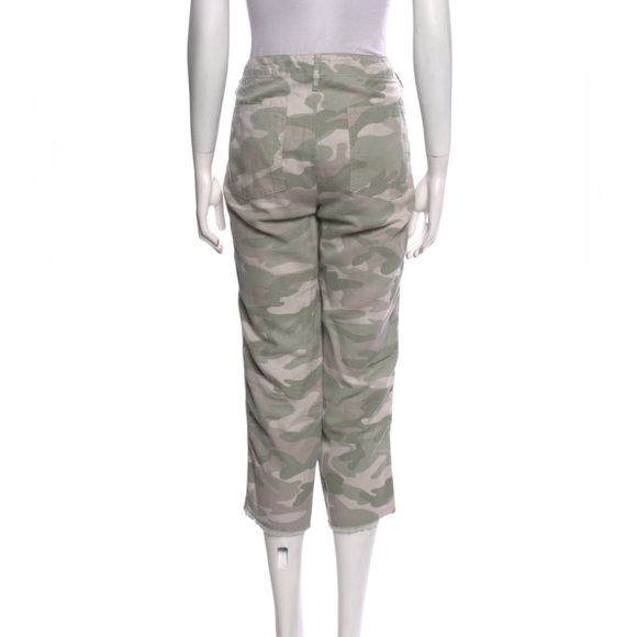 Mother The Shaker Chop Crop Fray Green Camo Stripe Linen Pants Desert - Picture 5 of 6
